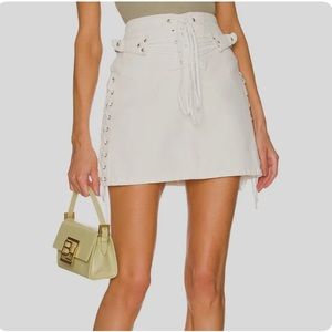 REVOLVE RE/DONE White Lace up Skirt